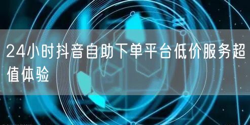 24小时抖音自助下单平台低价服务超值体验