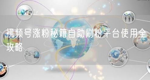 视频号涨粉秘籍自助刷粉平台使用全攻略